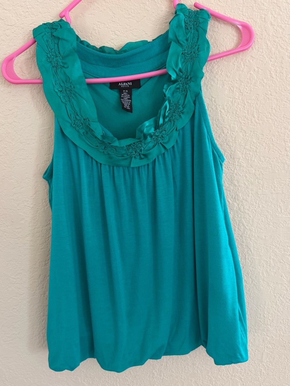 Alfani Teal Ruffle-Trim Sleeveless Tank Top